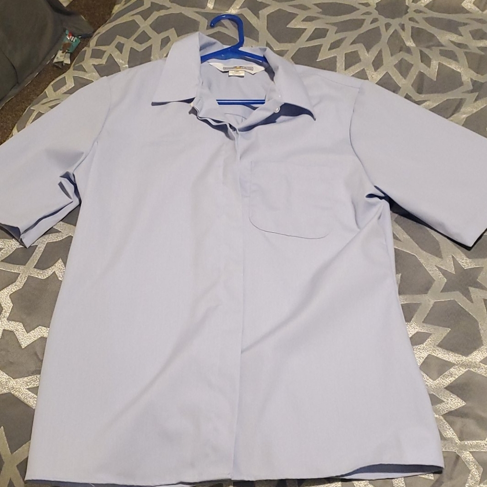 Postal clerk button down